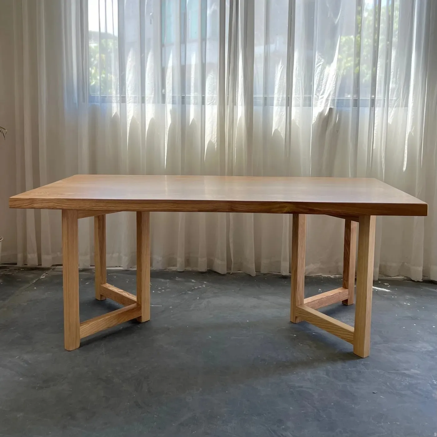 Nordic ash table legs, solid wood, double V shape, large slab support, log dining table, tripod, slate, marble support