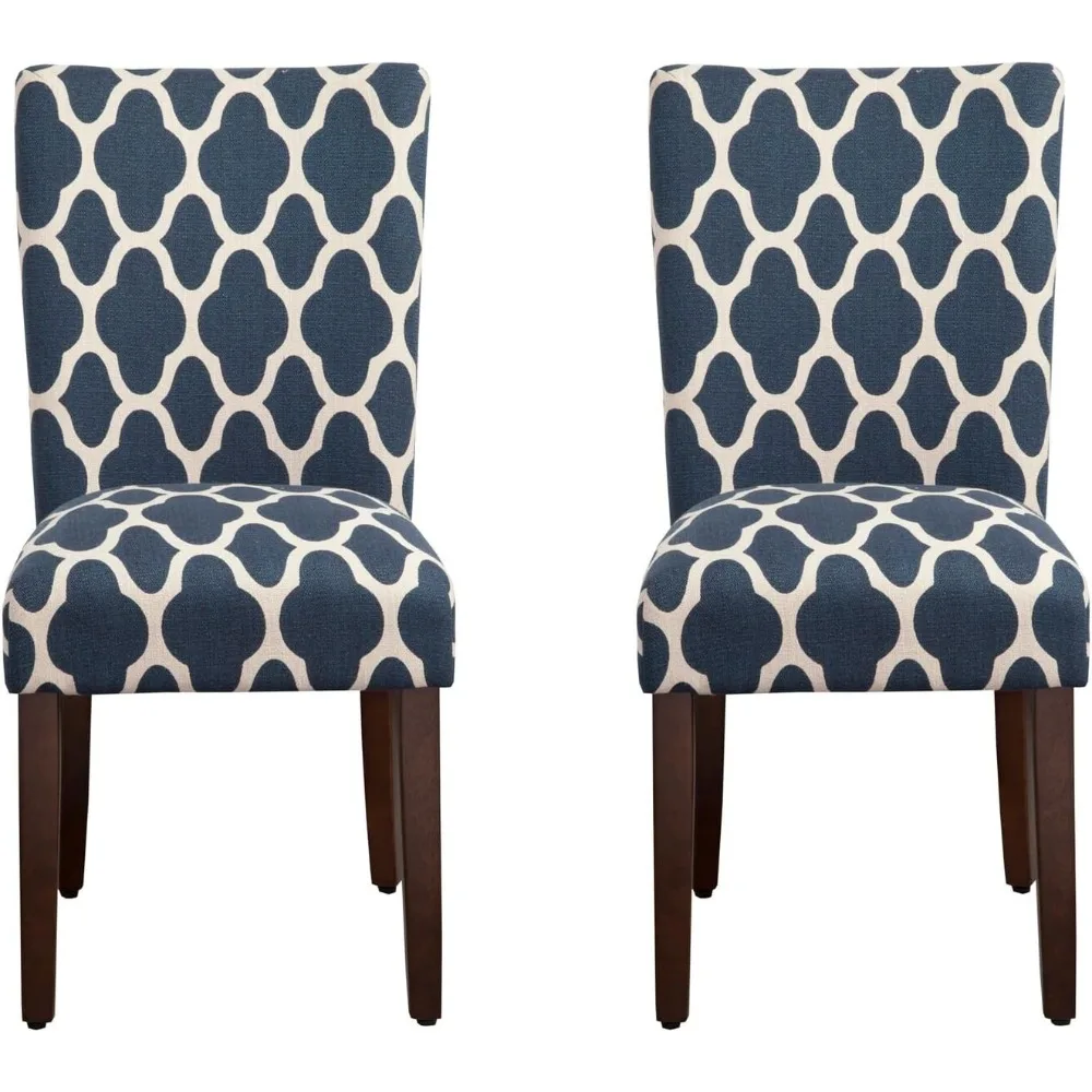 Classic Upholstered Accent Dining Chair, set of 2, Navy and Cream Geometric, Easy to Clean,Suitable for Restaurants and Kitchens