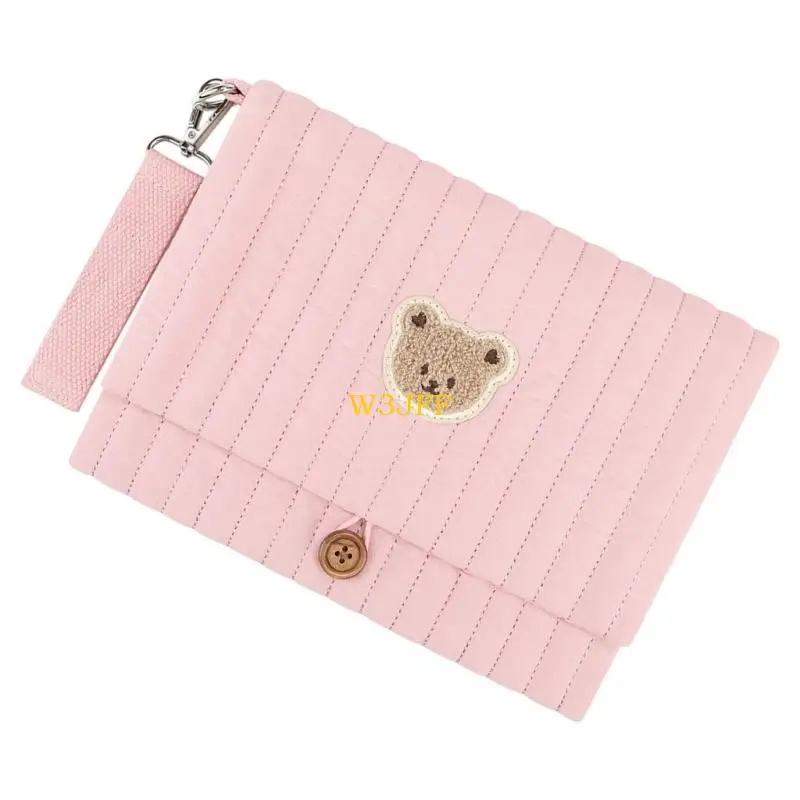 W3JF Strollers Mounted Foldable Nursery Bag Quilted Fabric With Bear Pattern Baby Essential Carring Case