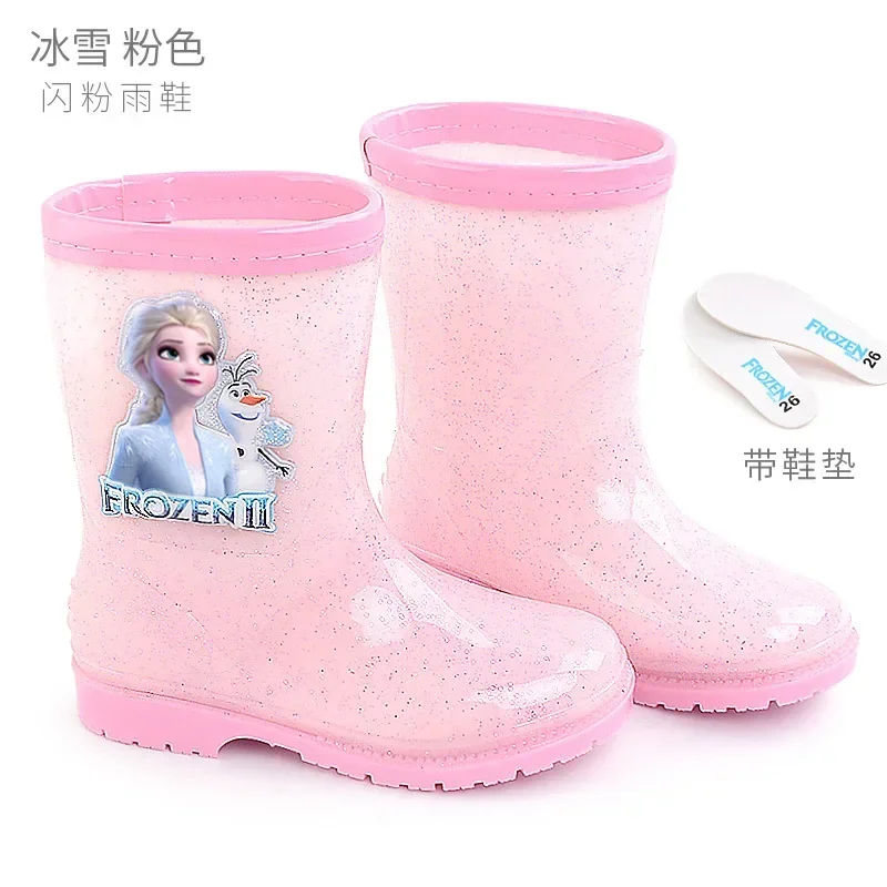 Disney children\'s rain shoes  student cartoon rain boots frozen princess water shoes non-slip short boots