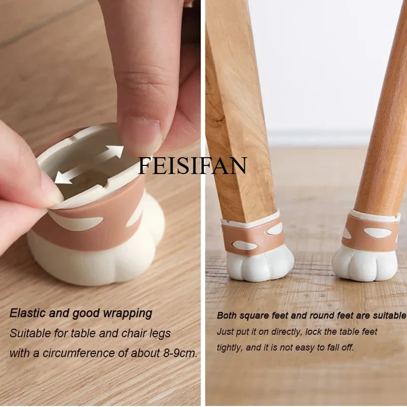 Cute Cat Paw Silicone Furniture Leg Protectors Wearproof Anti-Scratch Silent Chair Table Stool Caps Home Floor Protector Decor