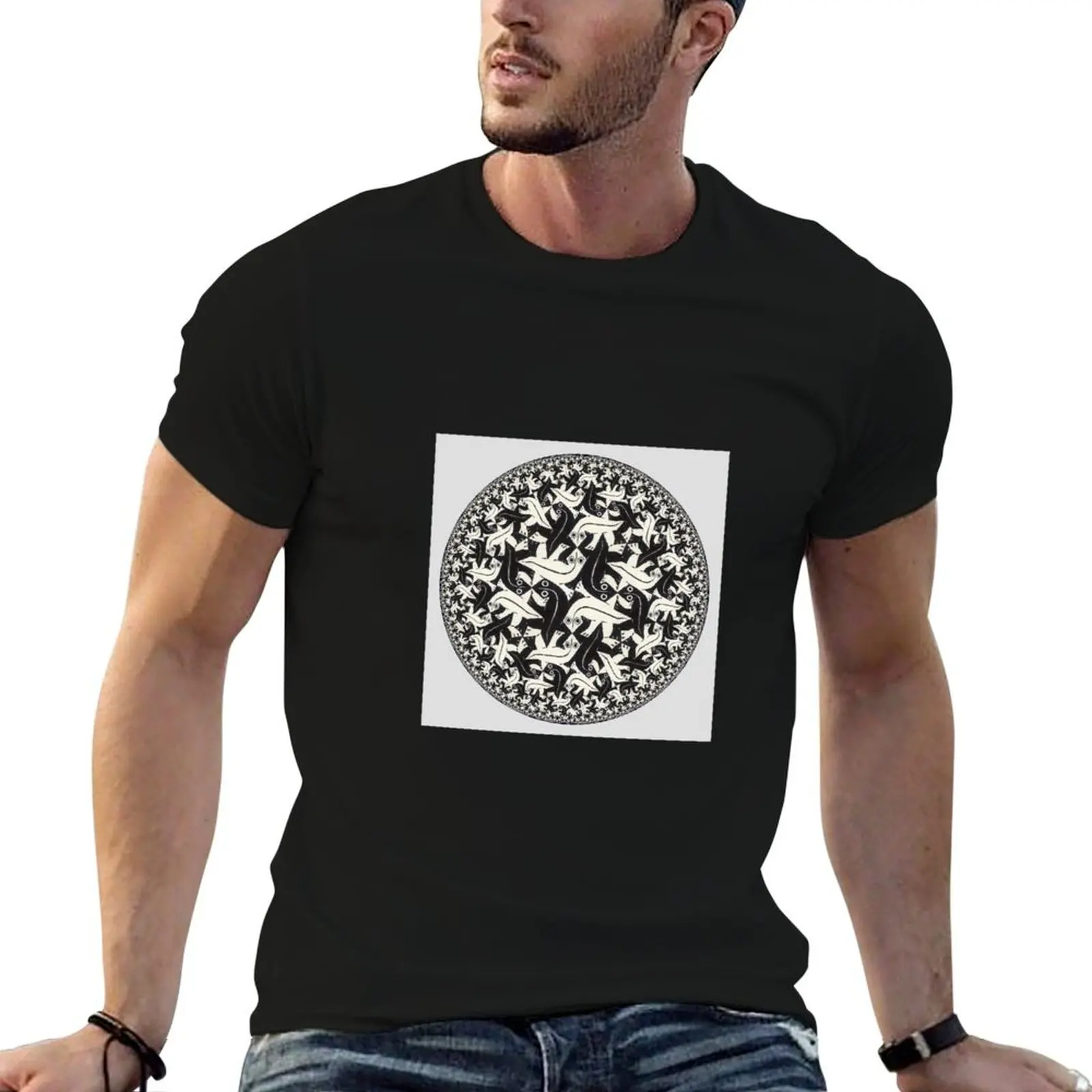 m c escher art paintings T-Shirt Casual Pattern Print Tee Shirt