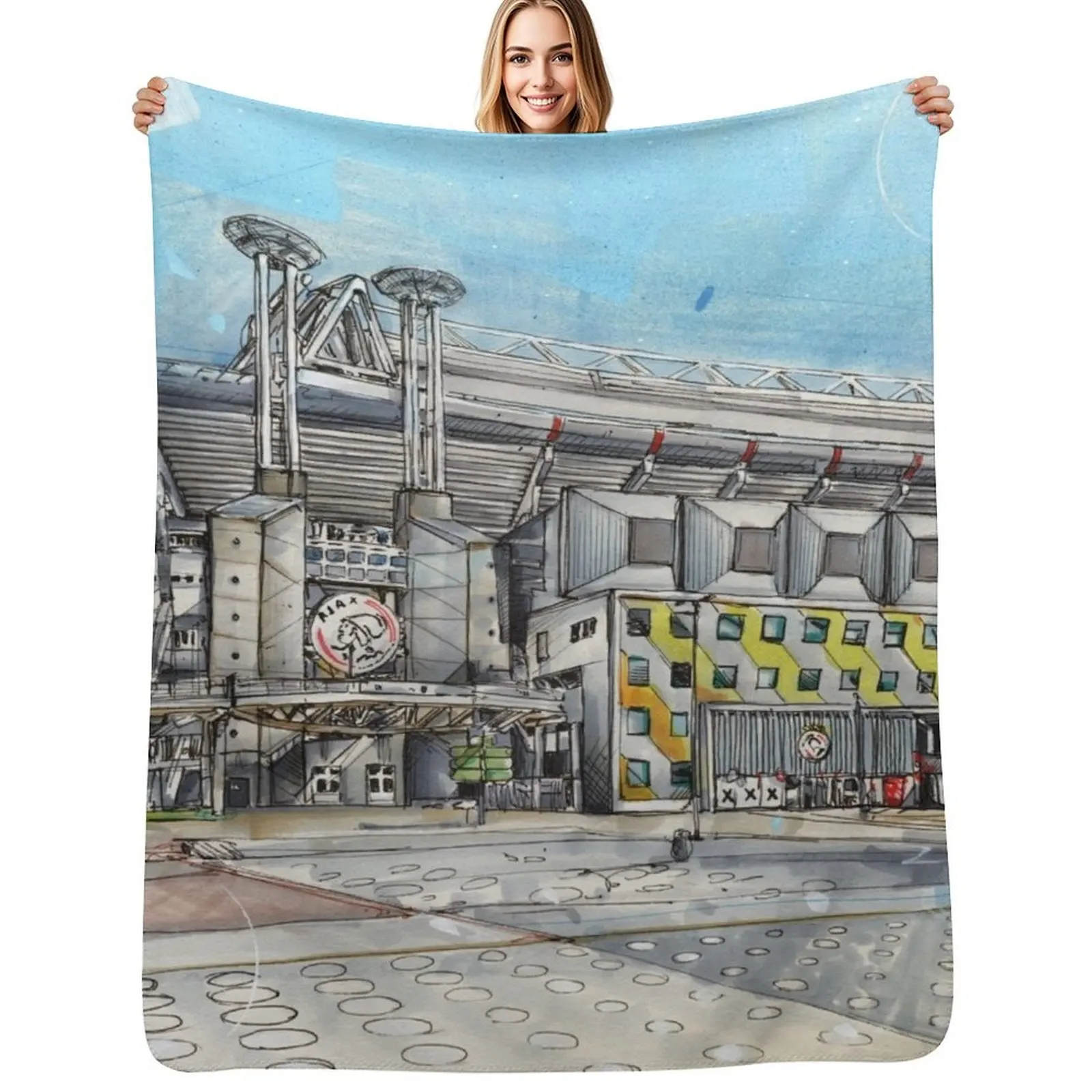

Amsterdam Soccer Statium Throw Blanket valentine gift ideas Luxury St Decorative Throw Softest Blankets