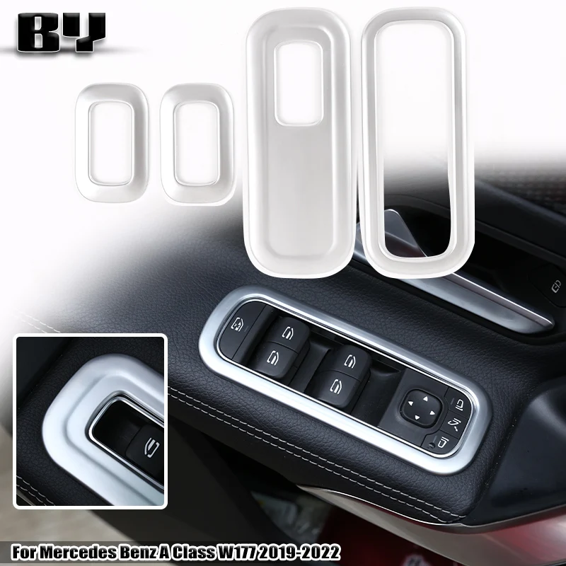 

4 шт. для Mercedes Benz A Class W177 2019-2022 автомобильные аксессуары ABS серебристый переключатель подъема окна кнопка рамка отделка