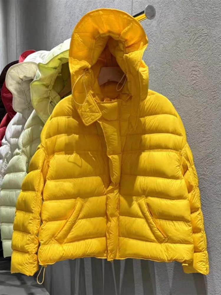

Женская зимняя короткая куртка-парка в корейском стиле Y2K, модная, с капюшоном, утепленная, теплая, с наполнителем из 90% белого утиного пуха, верхняя одежда