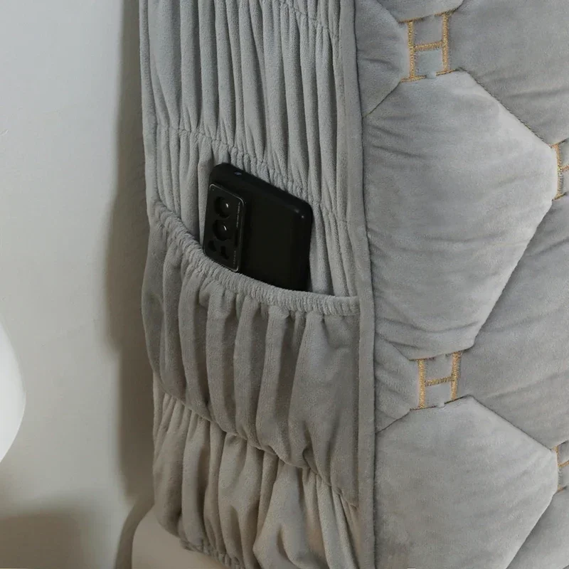 Thicken Luxury Velvet Quilted Headboard Cover Solid Color High Grade All-inclusive Bedside Cover Soft Plush Bed Head Cover