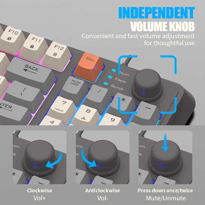 Imagem -05 - Conjunto de Teclado e Mouse com Led Colorido K820 Teclado Layout Russo com Fio Sensação Mecânica Desktop Computador Escritório Jogo