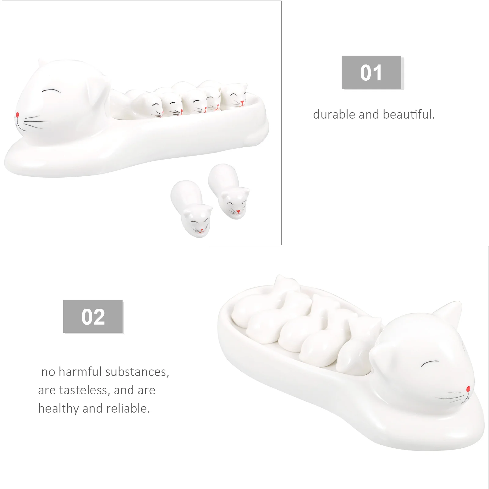 

Cat Chopstick Holder White Japanese Style Ceramic Stand for Dining Table Decor Keep Chopsticks Clean and Organized Kitchen