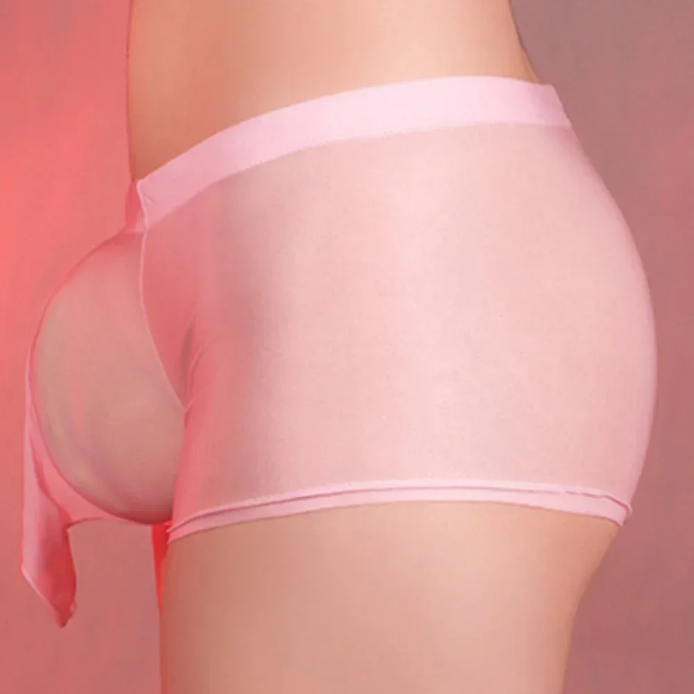 Sexy Mannen Sissy Boxers Ultradunne Transparante Ondergoed Olie Glanzend Zakje Slipje Gay-Man Effen Trunks Verleiding Erotische onderbroek