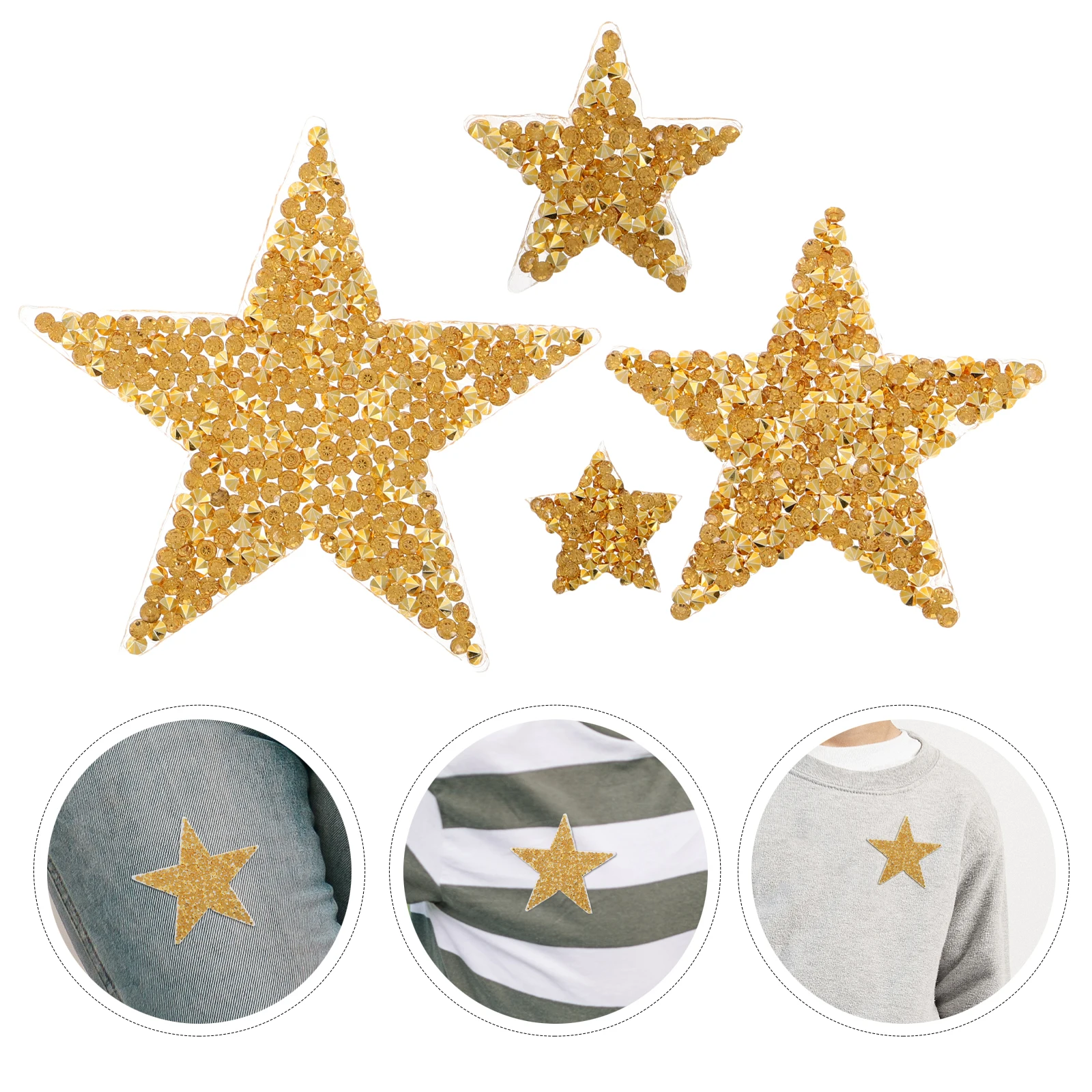 

60pcs Iron Patch On Adhesive Star Appliques Adhesive Star Patches Sequin Decorative Patches for Clothing Hat Jeans