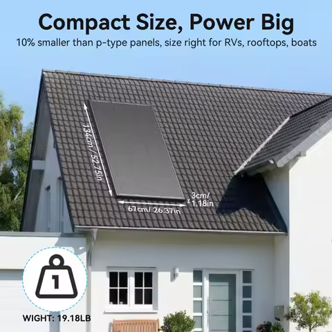 Rvpozwer 12.8V 200W Monocrystalline Solar Panel 18BB N-Type Module Off Grid PV Power Cells Waterproof For Roof Home Off Grid