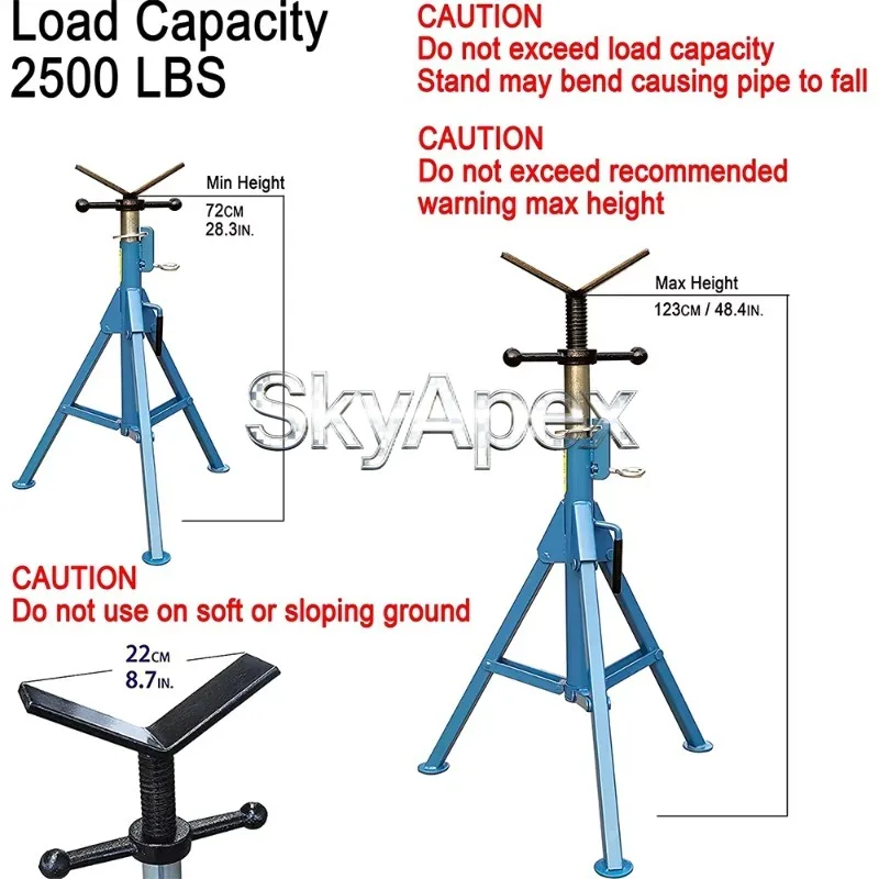 V-Head Pipe Support Stand Adjustable Height Pipe Rack Load Capacity 1134kg Foldable Pipe Stand For Pipeline Construction Welding