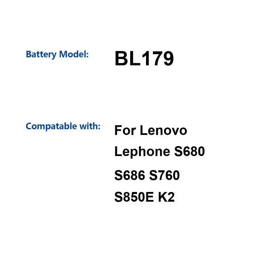 

Надежная замена аккумулятора мобильного телефона 1760 мАч, долговечный для Lenovo Lephone K2 S680 S686 S760 S850E BL179