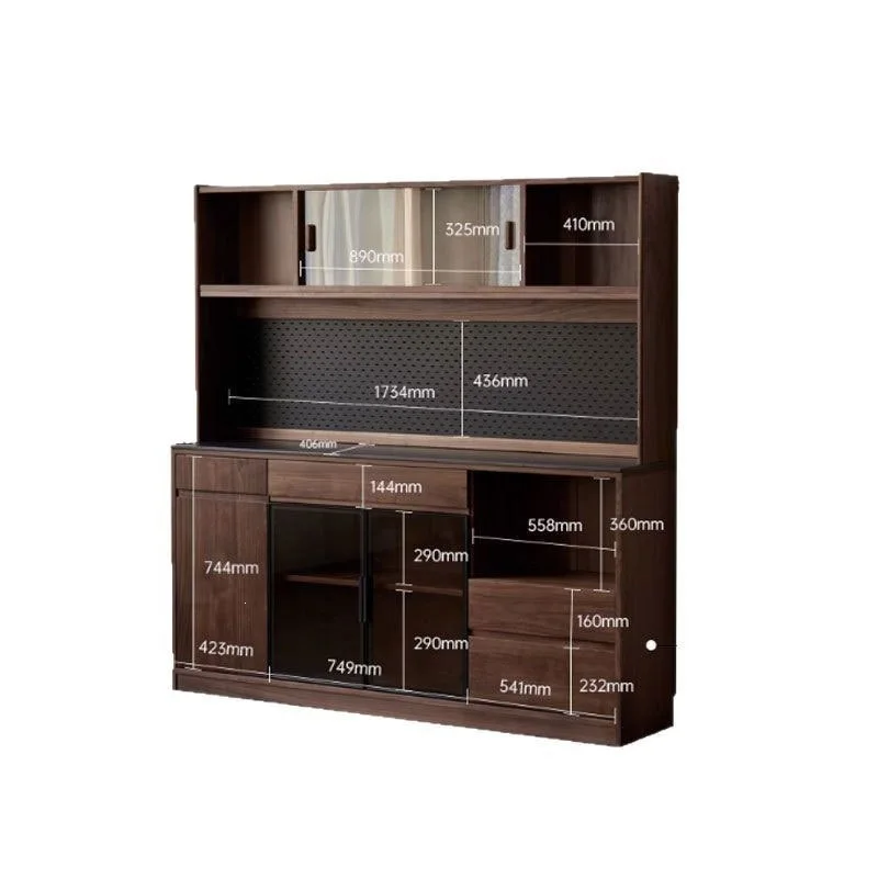for Nordic Solid Wood Black Walnut Side Cabinet Modern Simple Rock Slab Locker Home Restaurant Cherry Wood Storage Cabinet