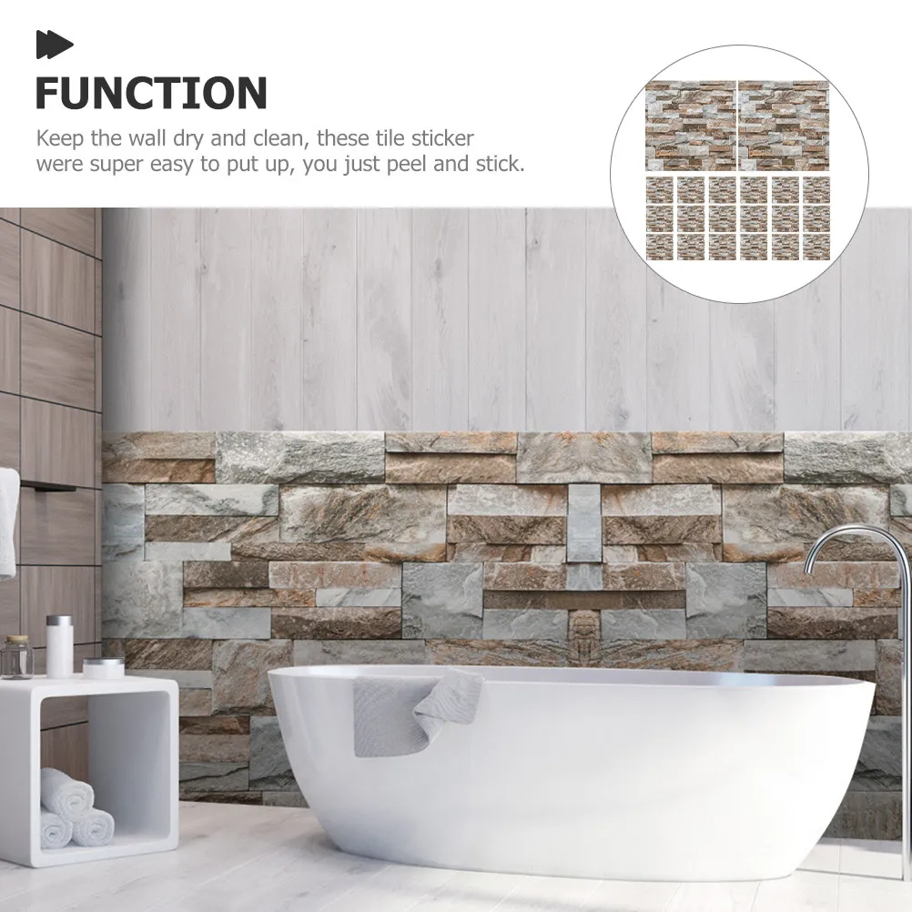 20 Sheets Mediterranean Vintage Tile Stickers Smooth Surface Easy Clean Peel and Stick Wall Decals for Bathroom Kitchen Wall