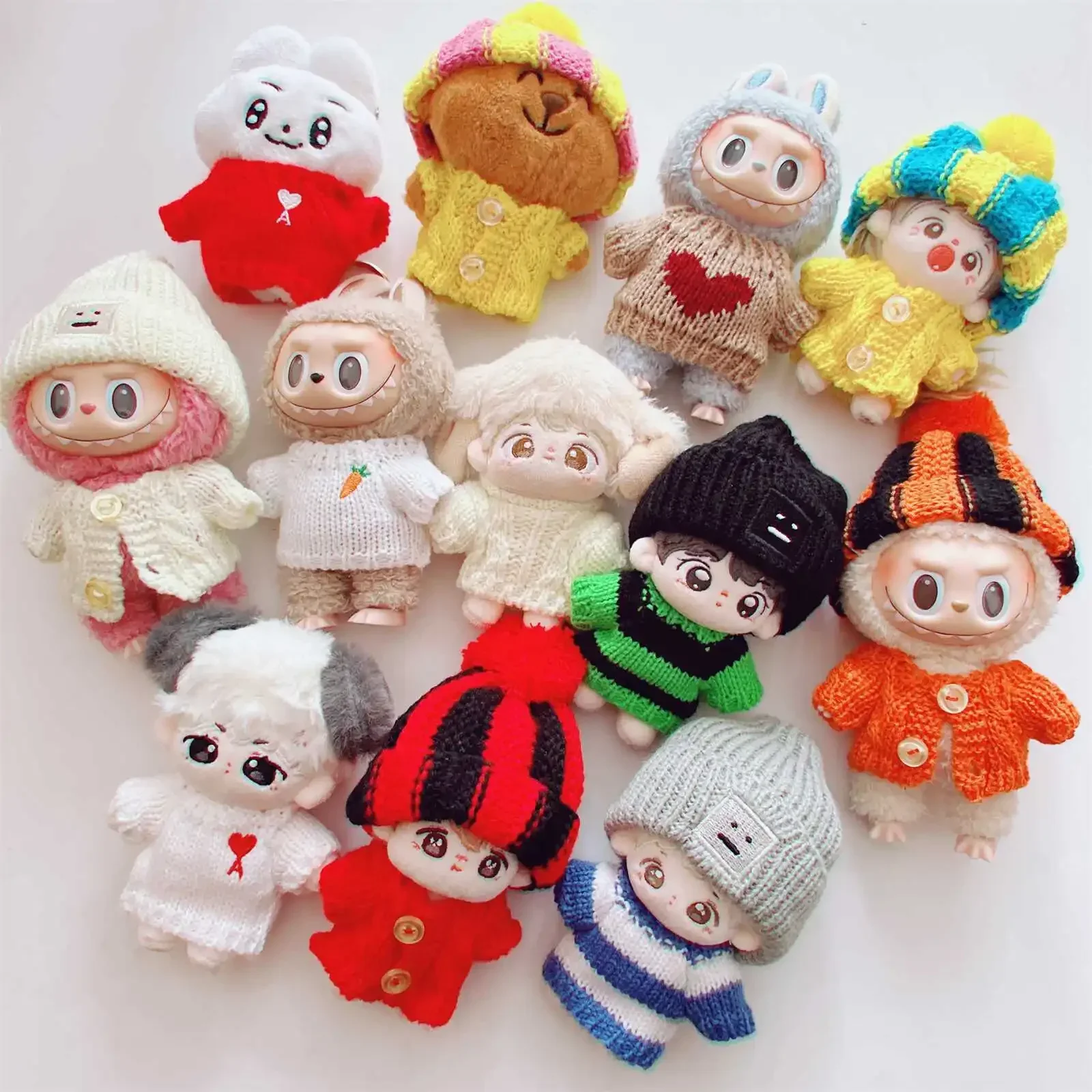 10cm Cute Mini Plush Doll'S Clothes Outfit Accessories For Korea Kpop Exo Labubu Idol Dolls Sweater Hat Clothing DIY Kid Gift