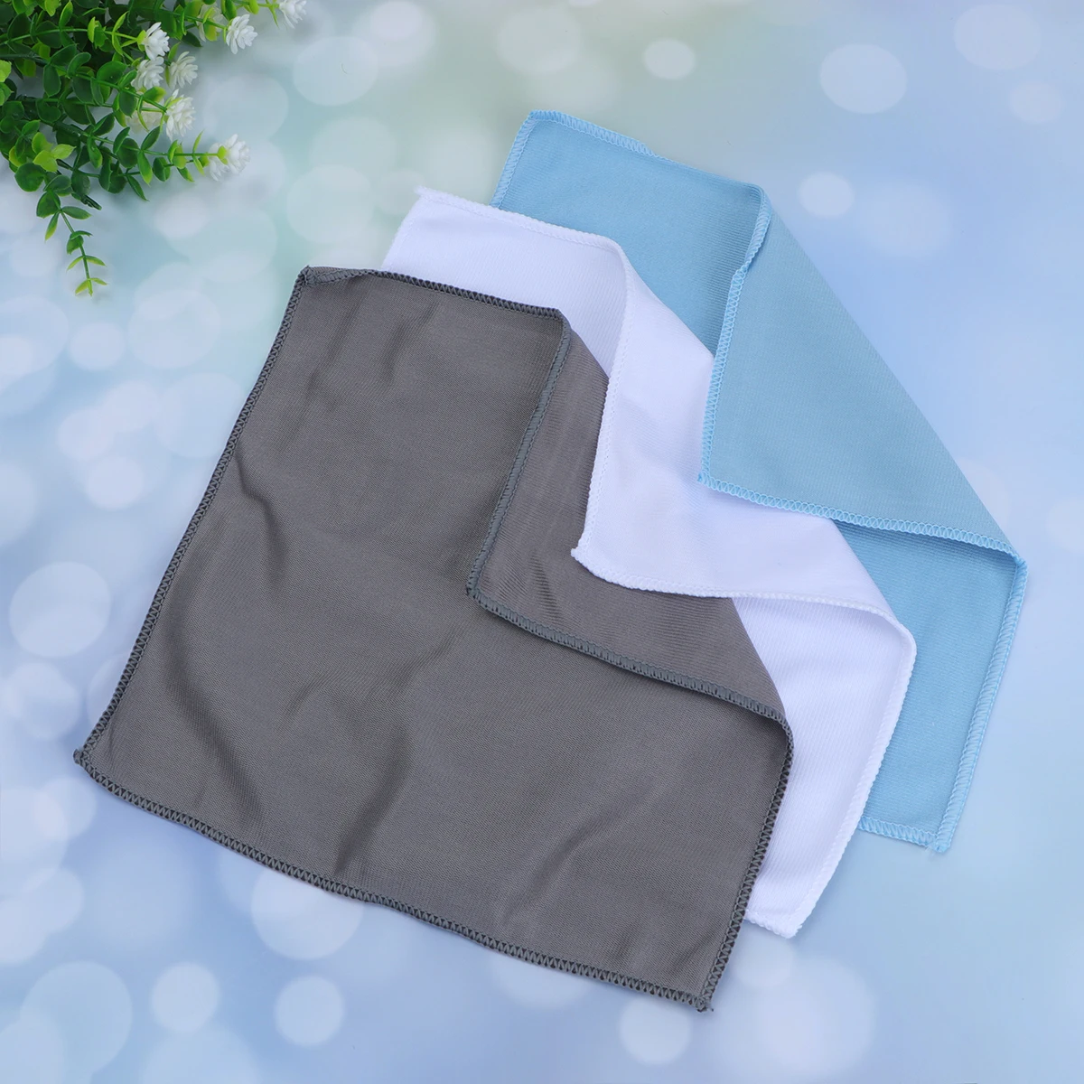 

6pcs Microfiber Glass Cleaning Towels Glass Polishing Cloth Drying Towels for Stemware Dishes (White+Blue+Grey)
