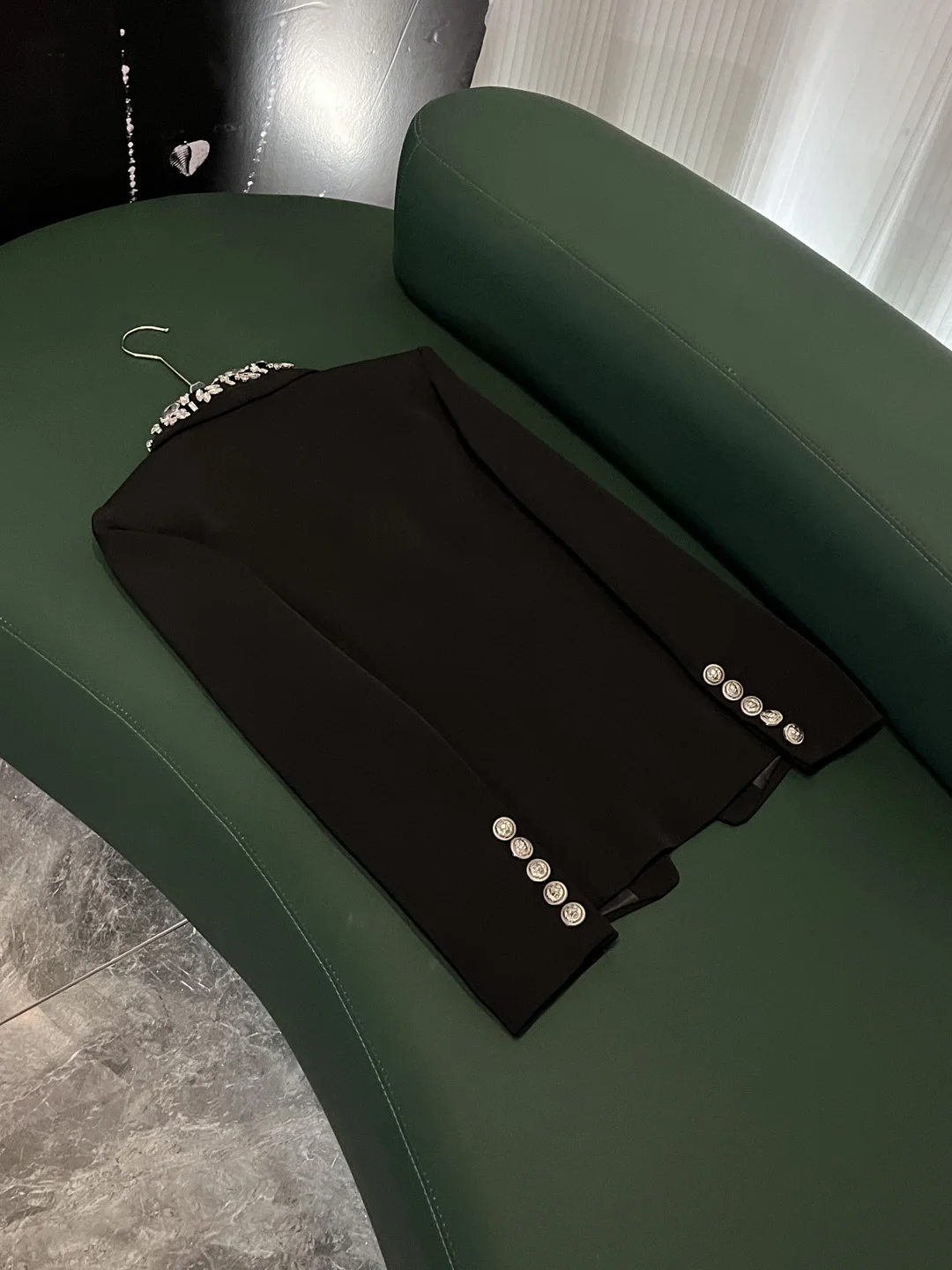 Ele Bla Slim Fit Coreano Sle Terno Feminino Pesado Embelezado Diamante A6452 Commute Vento Longo Sve Botão Duplo