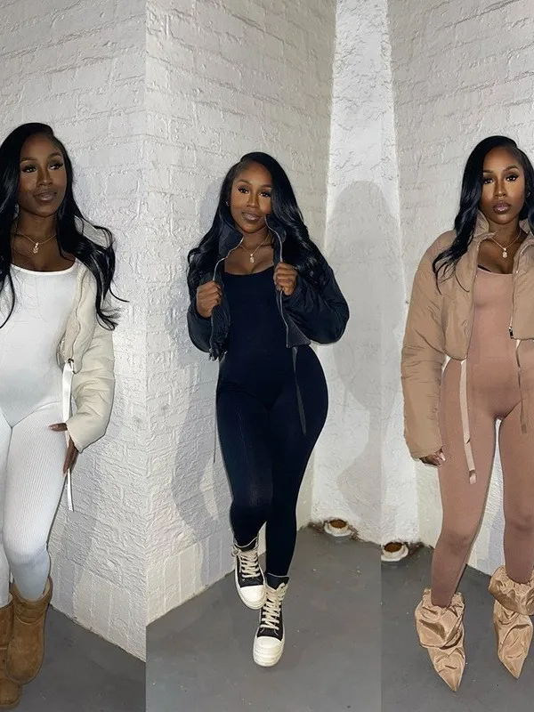 

Women's Cotton Jaet Elastic Waist Cord Thiened Long Sve Regular Sve Cotton Coat Spring Season Brand Unbranded