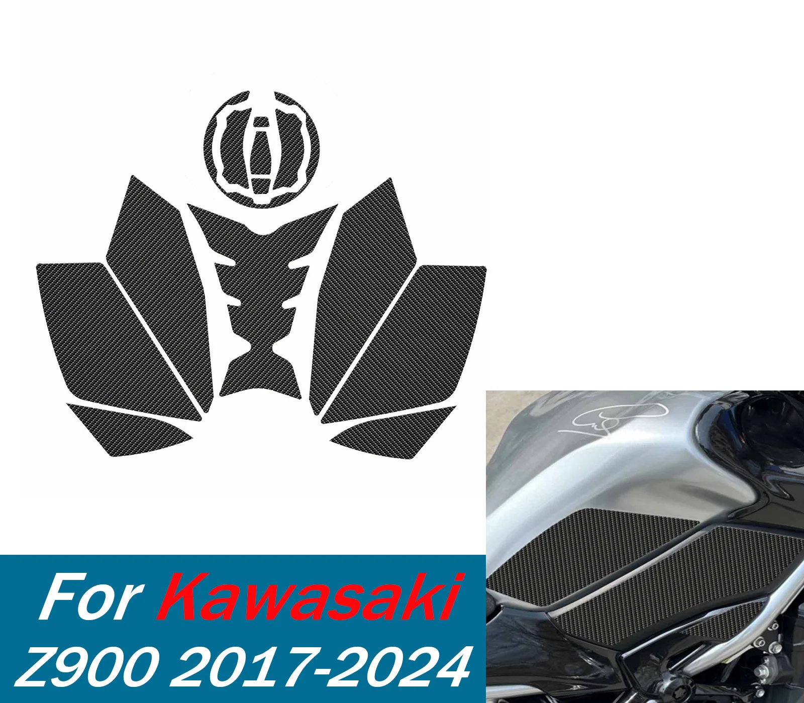

Z900 Tank Traction Side Pad Gas Fuel Knee Grip Decal For Kawasaki Z 900 2017-2024 2023 Motorcycle Stickers Motor Accessories