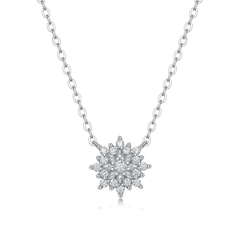 

ZFSILVER s925 Sterling Silver Moissanite Necklace Women Trendy Design Flower Charms Jewelry Fashion Accessory Gifts Party P12794