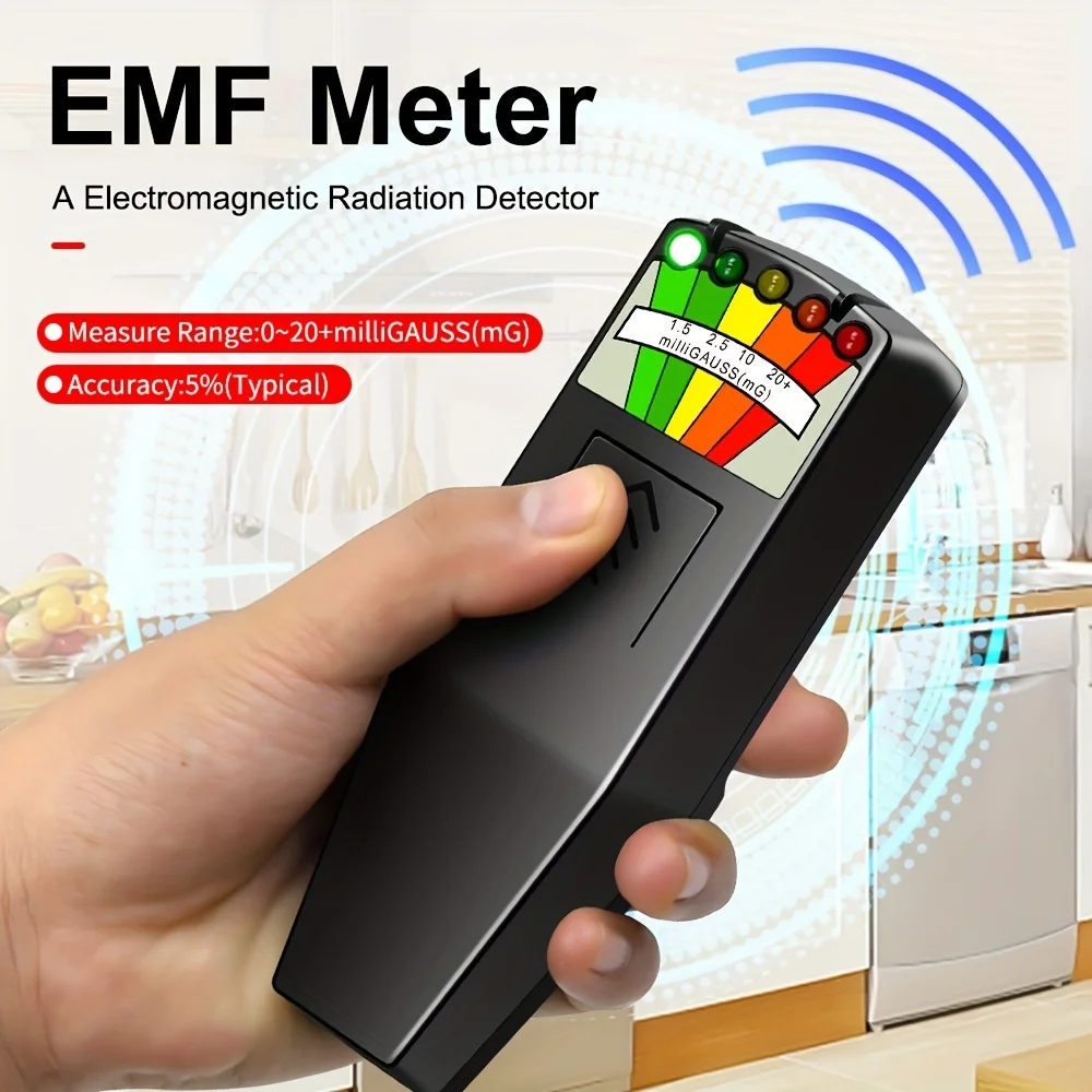 Electromagnetic Field EMF Gauss Meter Ghost Hunting Detector Portable EMF Magnetic Field Detector 5 LED Gauss Meter