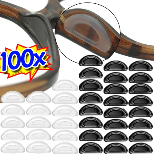 Almohadillas adhesivas para la nariz para gafas, almohadillas nasales transparentes de silicona suave antideslizantes en forma de D, accesorios para gafas