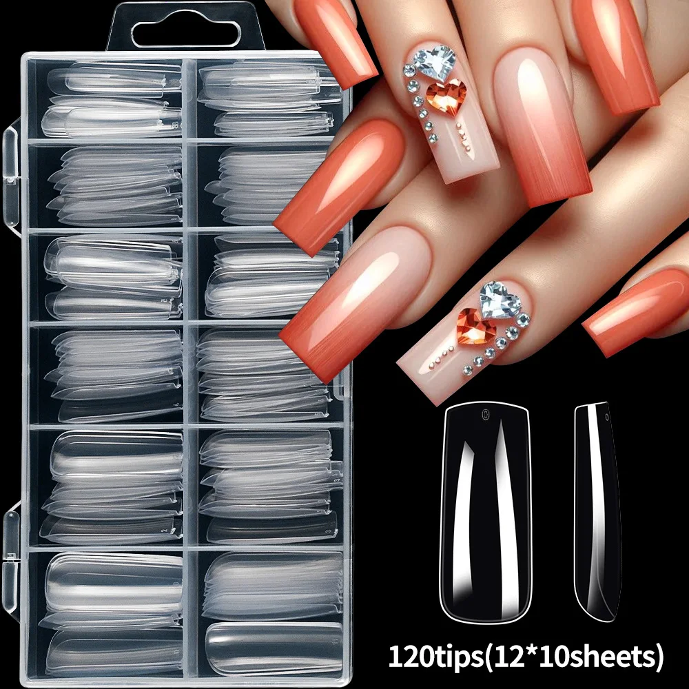 120pcs/box Nail Tips Medium Short Shape Almond/Square/Soft Gel Nail Tips False Nails Soak Off Easy Nail Extensions