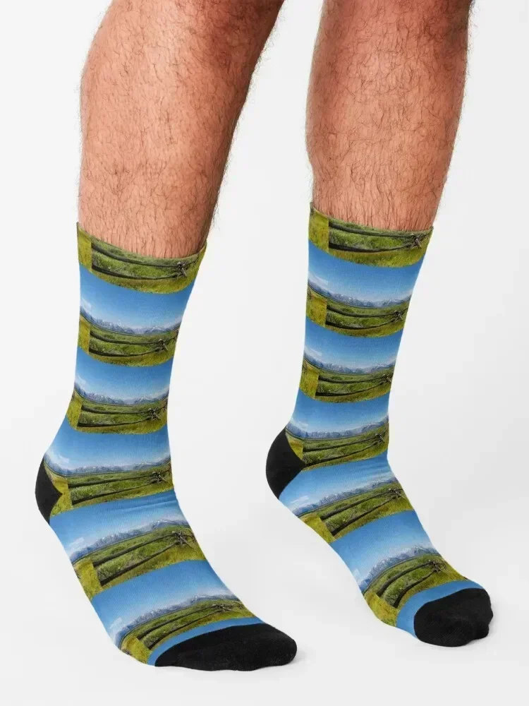 Wyoming's Grand Tetons Watercolor Socks christmas gifts christmas stocking Wholesale christmass gift Socks Women's Men's