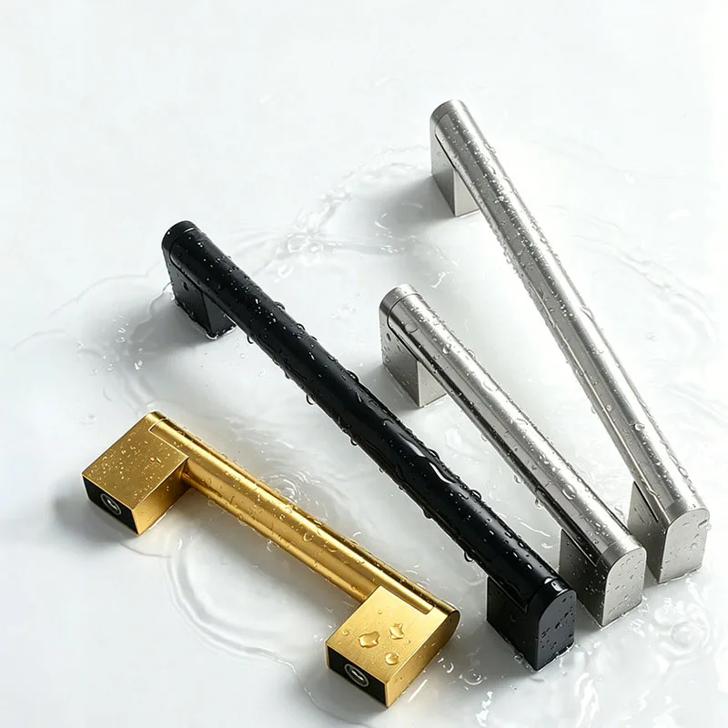118mm-183mm black Round Rod Kitchen sliver Cabinet Handles Closet Door Pulls Long Handle Aluminum Alloy Pull Handle Drawer Pulls