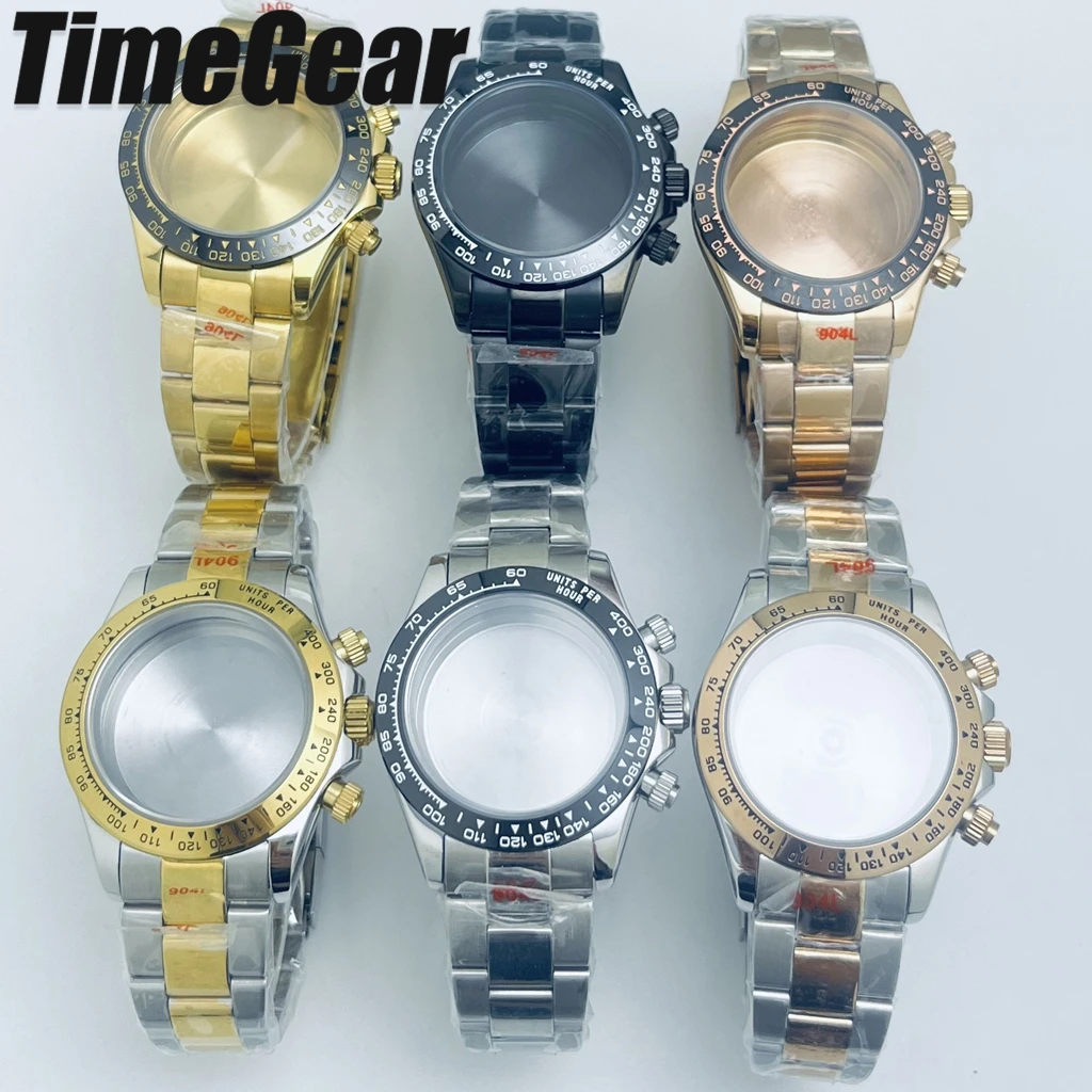

40mm Men's Watch Stainless steel/Ceramic Bezel Ring Sapphire Crystal Fit Daytona VK63 Quartz Movement Watch Accessories