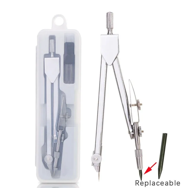 Metal Compass Set Drafting Compass with Replacement Refill for Students Exam Drawing Tools Stationery Compasso Geometry Compas