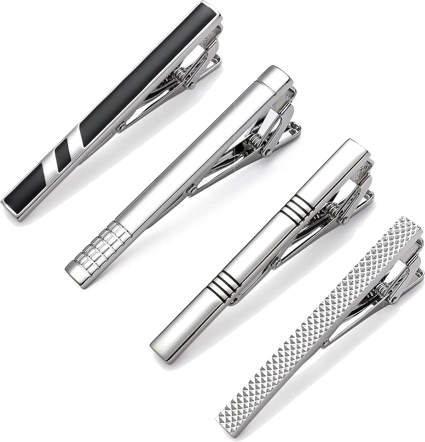 

Classic Silver Tie Bar Set for Men, Luxury Gift Box for Regular Ties