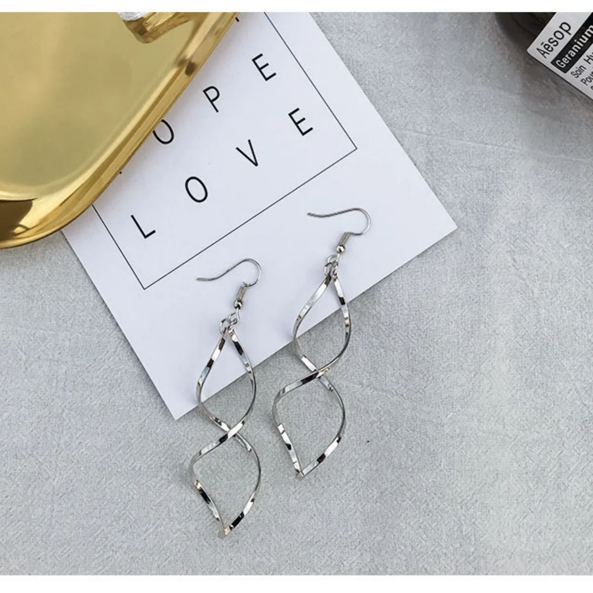 Fashion Simple Spiral Drop Earrings For Women Long Curved Wave Dangle Brincos Statement Wedding Party Jewelry image 4