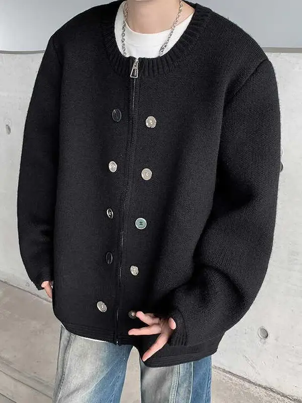 

plus Size 300 Pou Knitted Open Cardigan Autumn Winter Button Loose Casual Sweater ex Small Fraance Sle Design