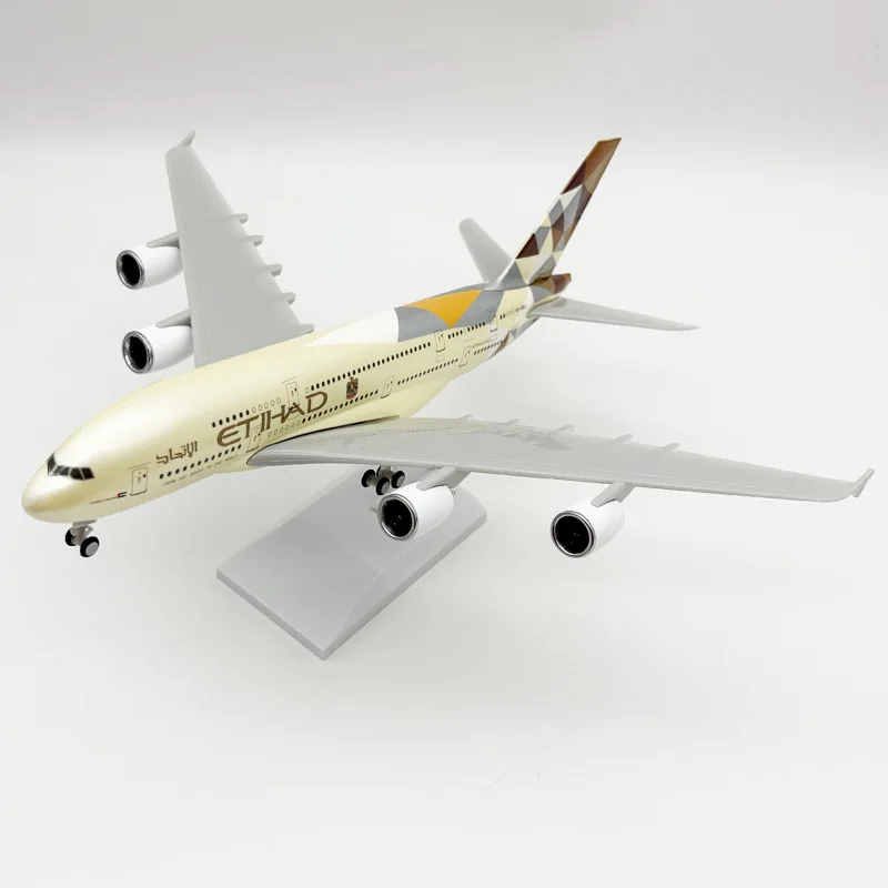 30cm Simulation Aircraft Models 1:250 Scale A380 Etihad Airways Resin Plane Assemble Model Diecast Aviation Adult Display Gifts
