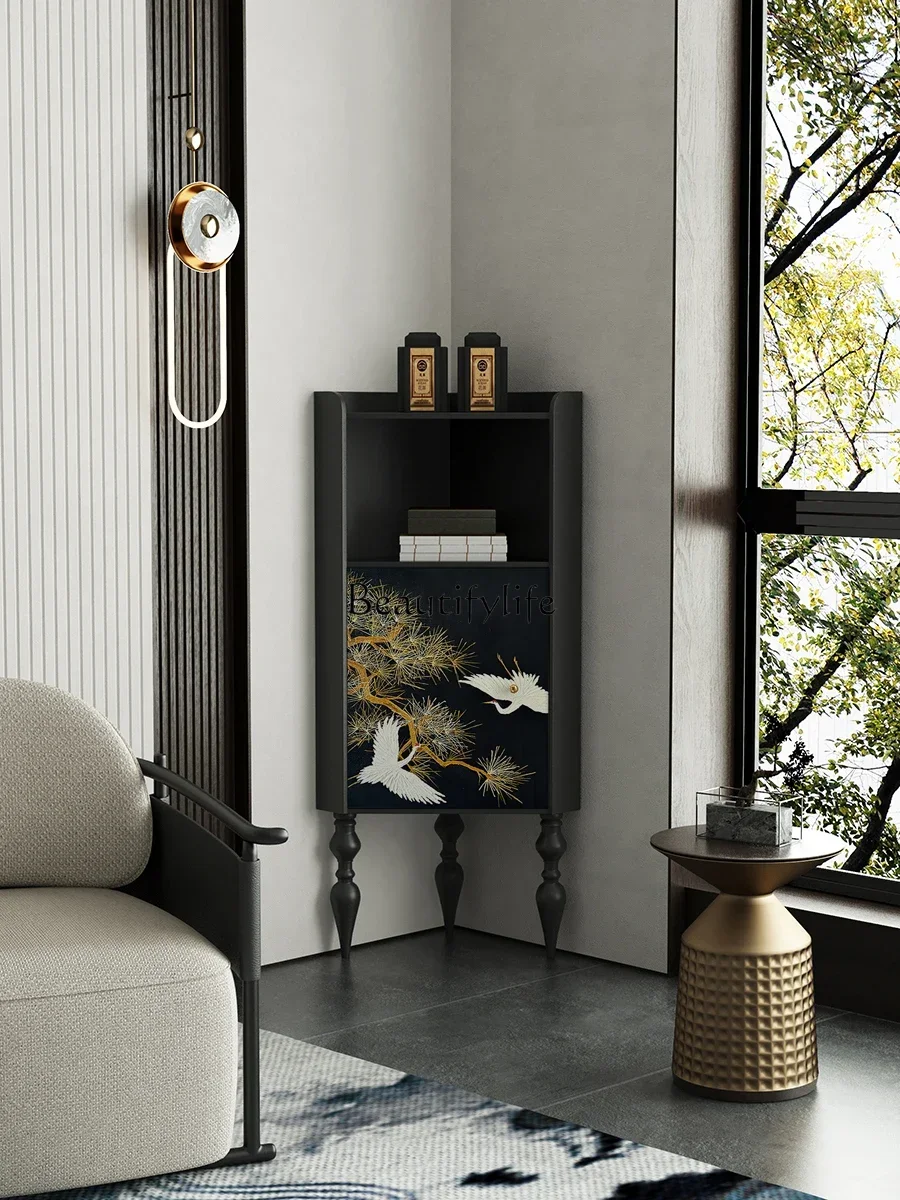 

-*New Chinese style Songfeng Heyun solid wood corner decoration storage corner locker