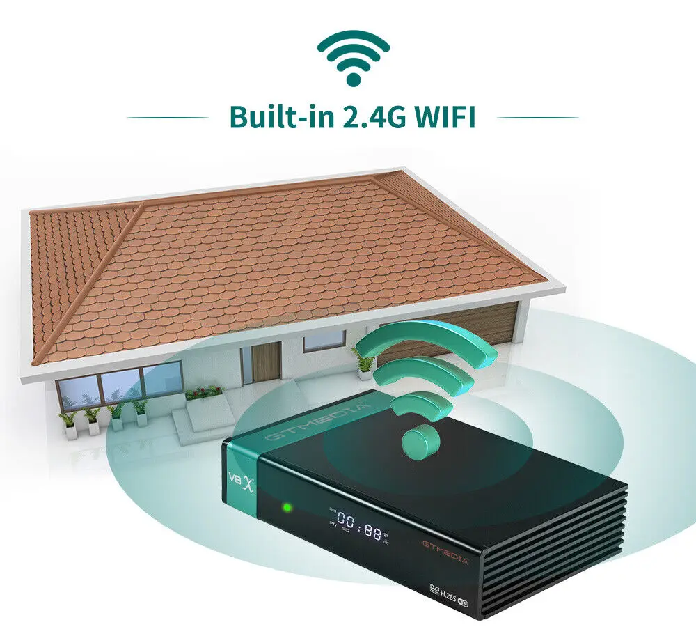 GTMedia V8X جهاز استقبال الأقمار الصناعية Bult-in WiFi مع فتحة بطاقة CA H.265 DVB-S2/S2X يدعم MAR S/CS/M3U vs v7 s5x v9 prime