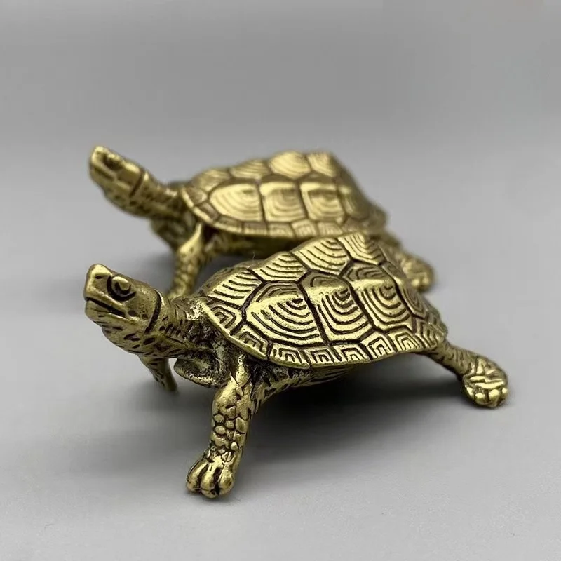 الرجعية النحاس السلحفاة الحلي البسيطة النحاس السلاحف التماثيل طول العمر الحيوان النحت الشاي الحيوانات الأليفة سطح المكتب ديكور فنغشوي #5