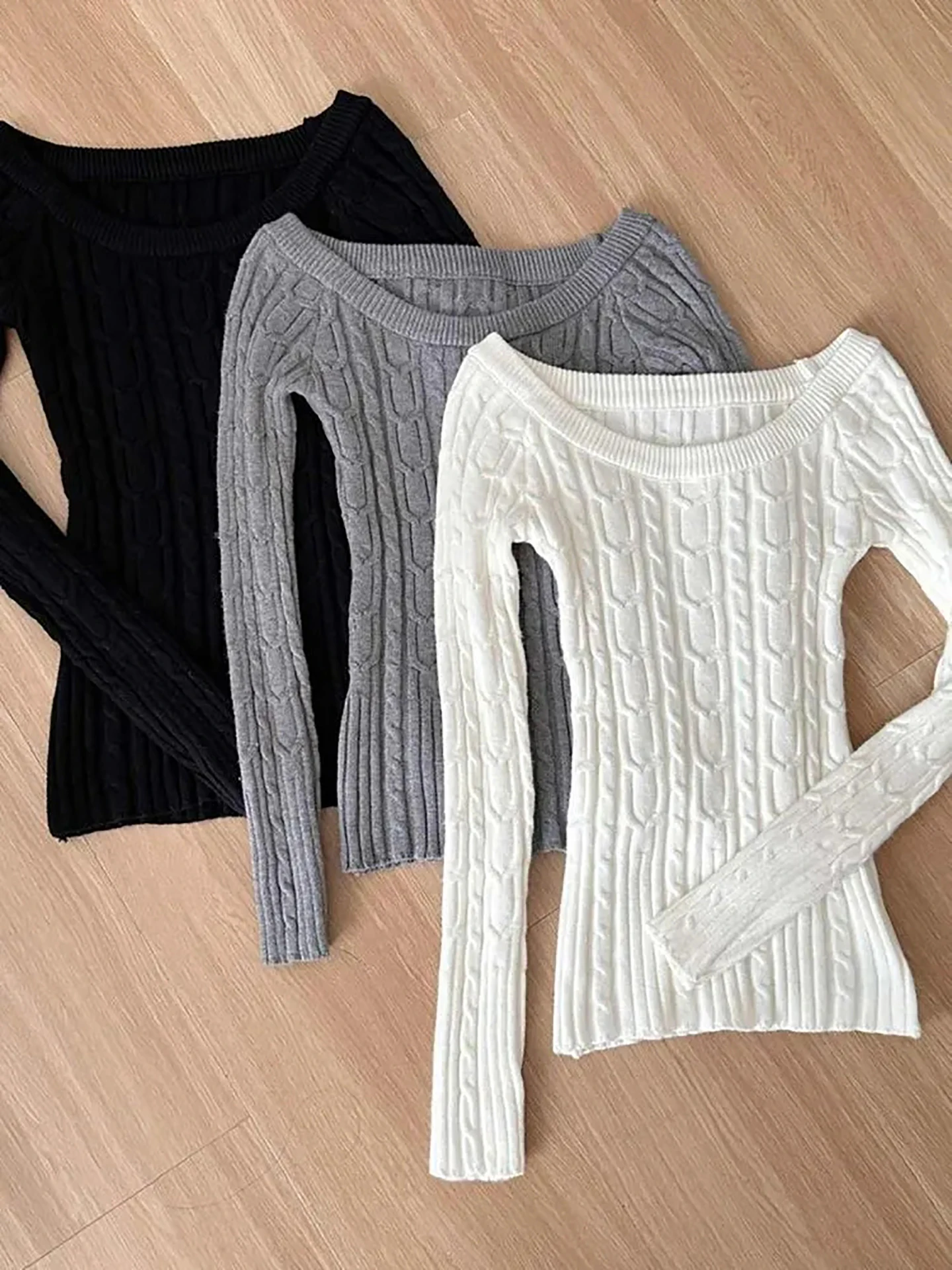 

Корейский вязаный свитер, женский осенне-зимний новый мягкий маленький свитер с саржевой текстурой, косое плечо, высококачественное чувство, пряный...