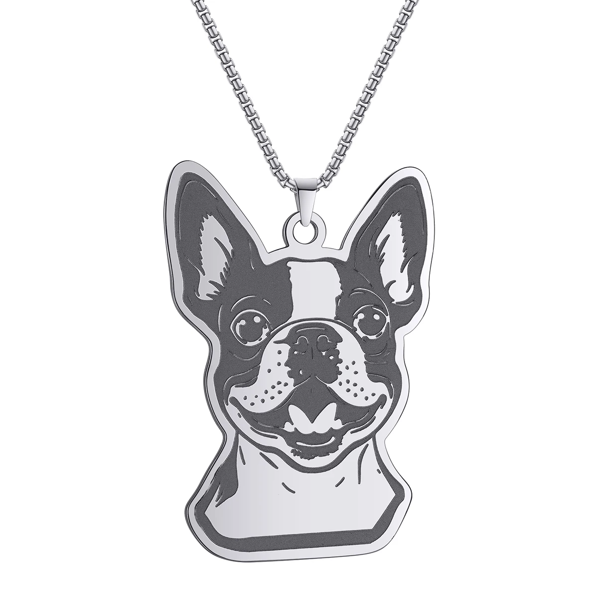 Boston Terrier Dog Cute Tag Cat Necklace Stainless Chain Alloy Does Not Fade With Small Bell Glamour  Jewelry