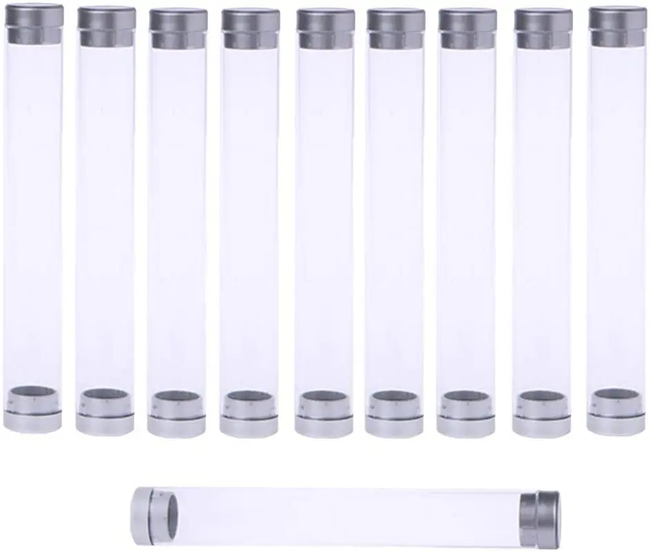 10 Pcs Transparent Acrylic Cylinder Tube Pen Cases Gift Boxes for Office School