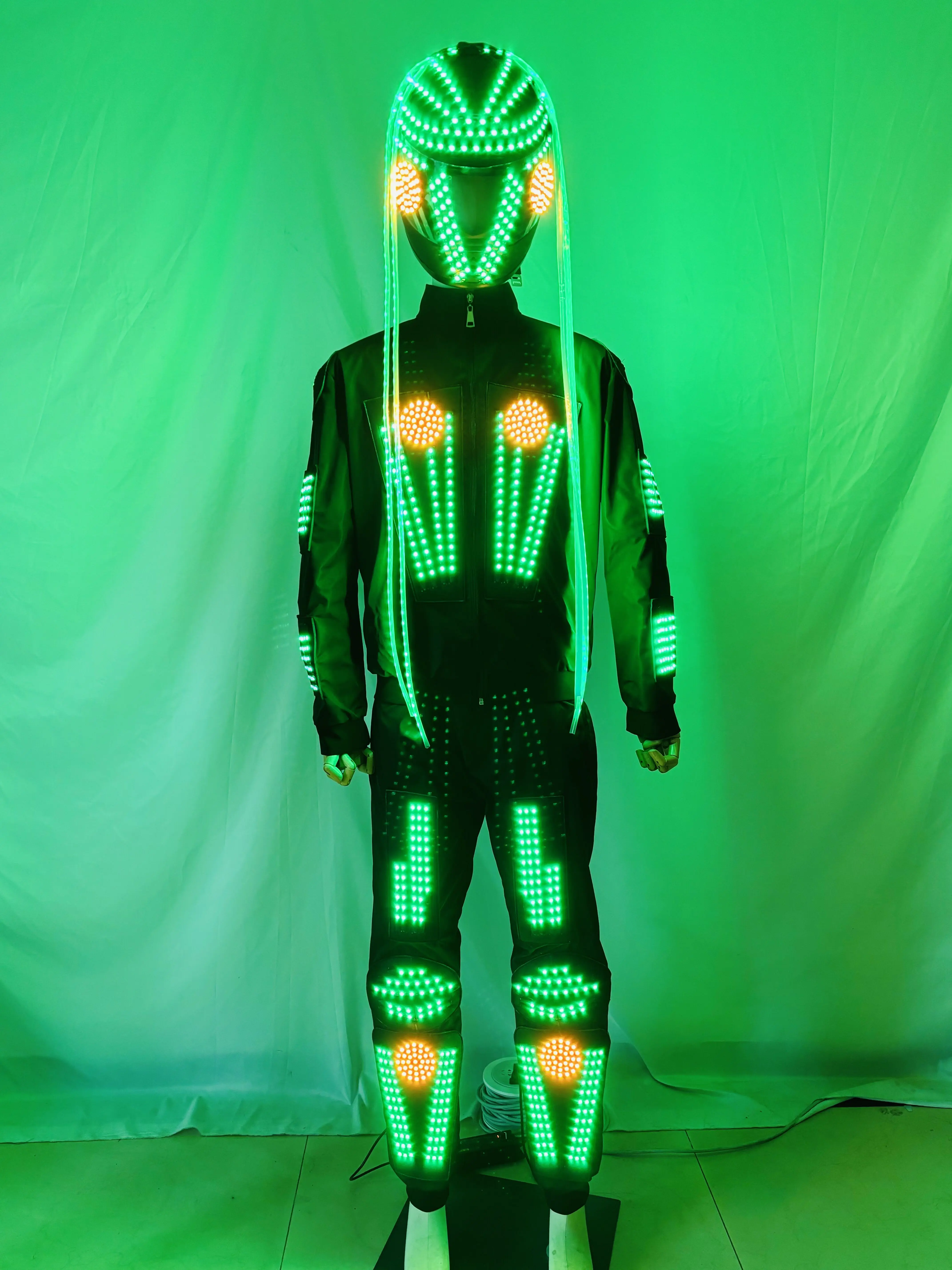 Led Luminous Robot Suit RGB Dance Helmet Warrior Cool clothing Amazing Performance Stage Costume