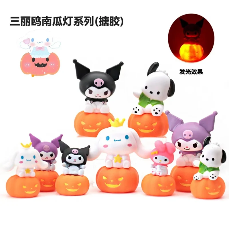 Sanrio Nachtlampje Anime Figuur Kuromi Slaapkamer Slaapzaal Pompoen Nachtlampjes Desktop Ornament Cake Decoratie Voor Halloween Cadeau