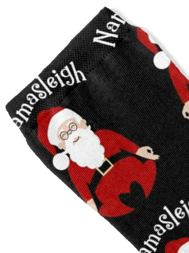 Namasleigh Funny Santa Yoga Pose Meditate Holiday Christmas Premium Socks winter gifts happy Soccer luxe Socks Girl Men's