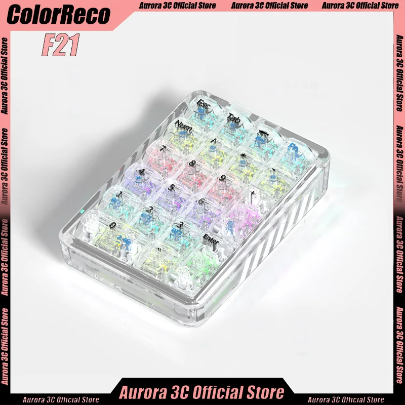 ColorReco F21 Numeric Keypad Kit 3mode 2.4G Wireless Bluetooth Keypad Kit Hot-Swap Customization 21Key Mini Numeric Keyboard Kit