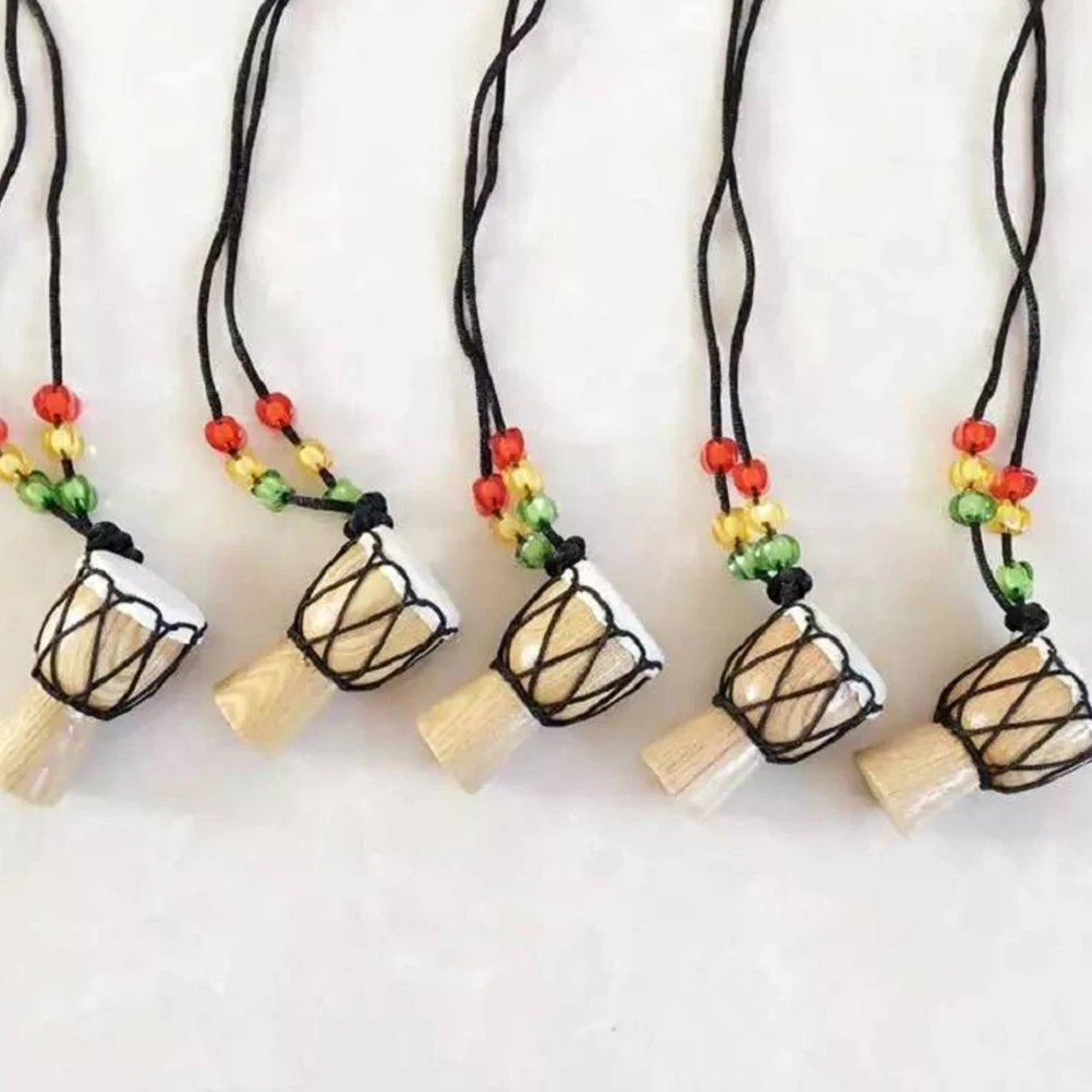

3Pcs Wooden African Necklace Mini Djembe Drum Pendant Fashion Music Necklace Graduation Party Anniversary Gift Jewelry
