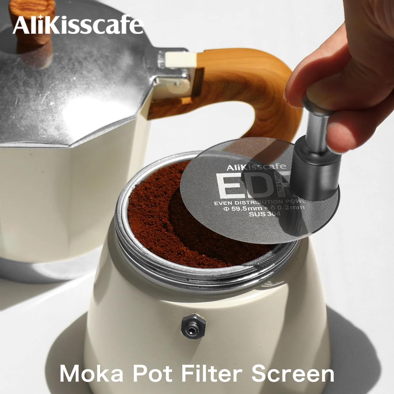AliKisscafe Coffee Moka Pot Filter Screen 0.2mm Reusable 55.5mm 59.5mm Filter Metal Plate Espresso Maker Accessory Barista Tools