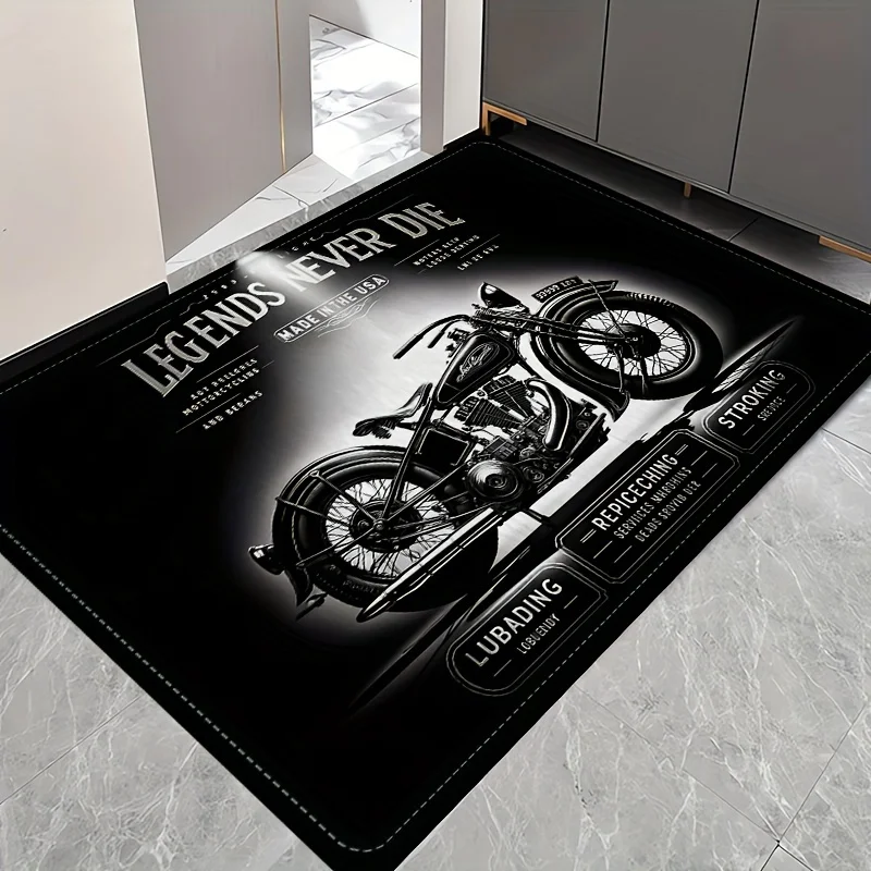 Vintage Motorcycle Design Doormat Durable Non Slip Entrance Rug Perfect for Classic Bike Enthusiasts Home Decor Adds Unique