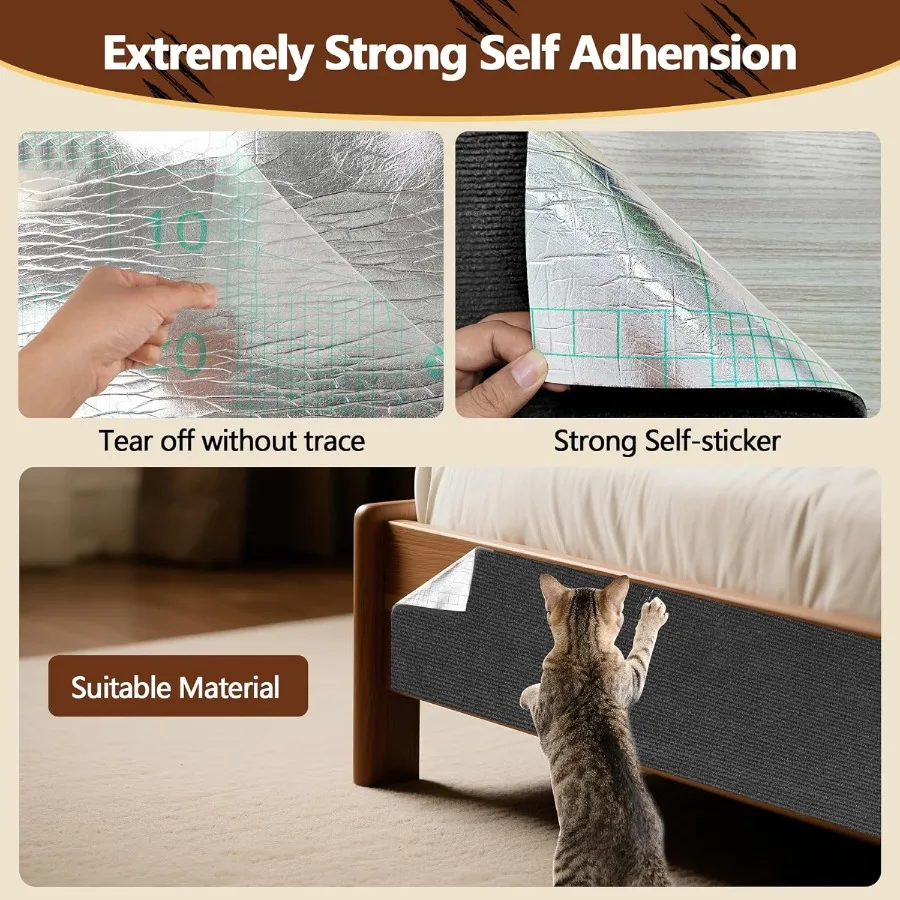 78.7x15.8 ذاتية اللصق القط خدش حصيرة الوسادة DIY بها بنفسك استبدال السجاد على الأشجار الجدران سرير الأبواب والأرائك رمادي داكن حماية #5